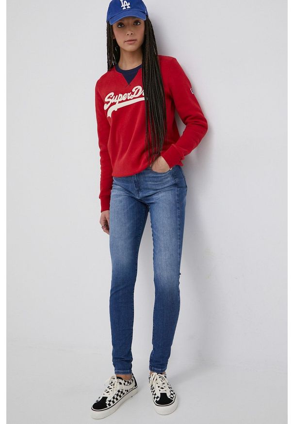 Tommy Jeans jeansy SYLVIA BF1252 damskie high waist. Stan: podwyższony. Kolor: niebieski