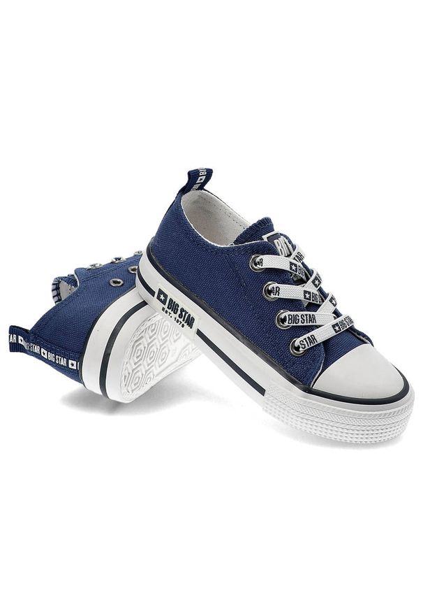 Big-Star - Granatowe Trampki Big Star Dziecięce Wsuwane Buty. Okazja: na spacer, na co dzień. Zapięcie: bez zapięcia. Kolor: niebieski. Materiał: materiał, guma. Szerokość cholewki: normalna. Wzór: aplikacja. Styl: casual, młodzieżowy, elegancki, sportowy, klasyczny