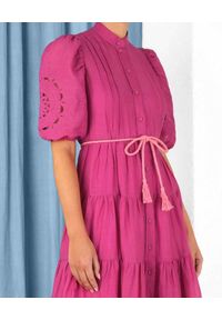 ZIMMERMANN - Różowa sukienka midi. Kolor: różowy, wielokolorowy, fioletowy. Materiał: materiał. Wzór: haft. Długość: midi #4