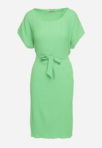 Born2be - Jasnozielona Sukienka z Krótkim Rękawem i Materiałowym Paskiem Ellata. Okazja: na co dzień, do pracy, na spotkanie biznesowe. Kolor: zielony. Materiał: materiał. Długość rękawa: krótki rękaw. Typ sukienki: proste. Styl: biznesowy, casual #6