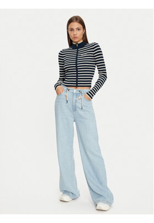 Tommy Jeans Sweter DW0DW19835 Granatowy Slim Fit. Kolor: niebieski. Materiał: syntetyk