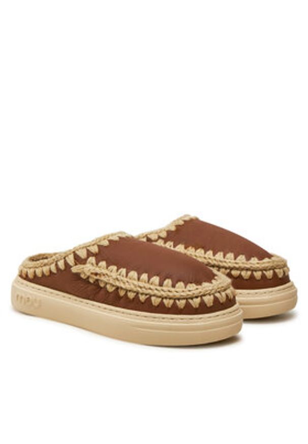 Mou Kapcie Eskimo Bold Clog FW411010B Brązowy. Kolor: brązowy. Materiał: skóra