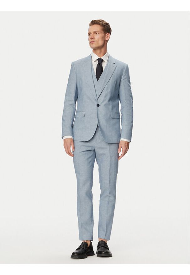 Hugo - HUGO Garnitur Arti/Hesten242V1X 50559671 Niebieski Extra Slim Fit. Kolor: niebieski. Materiał: len