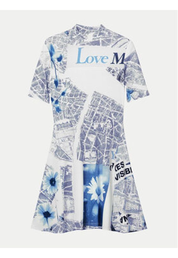 Desigual Sukienka codzienna MONSIEUR CHRISTIAN LACROIX Clavelitos 24SWVK54 Niebieski Regular Fit. Okazja: na co dzień. Kolor: niebieski. Materiał: wiskoza. Typ sukienki: proste. Styl: casual