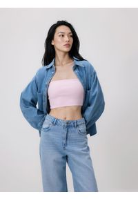 Reserved - Top bandeau - różowy. Kolor: różowy. Materiał: bawełna, dzianina