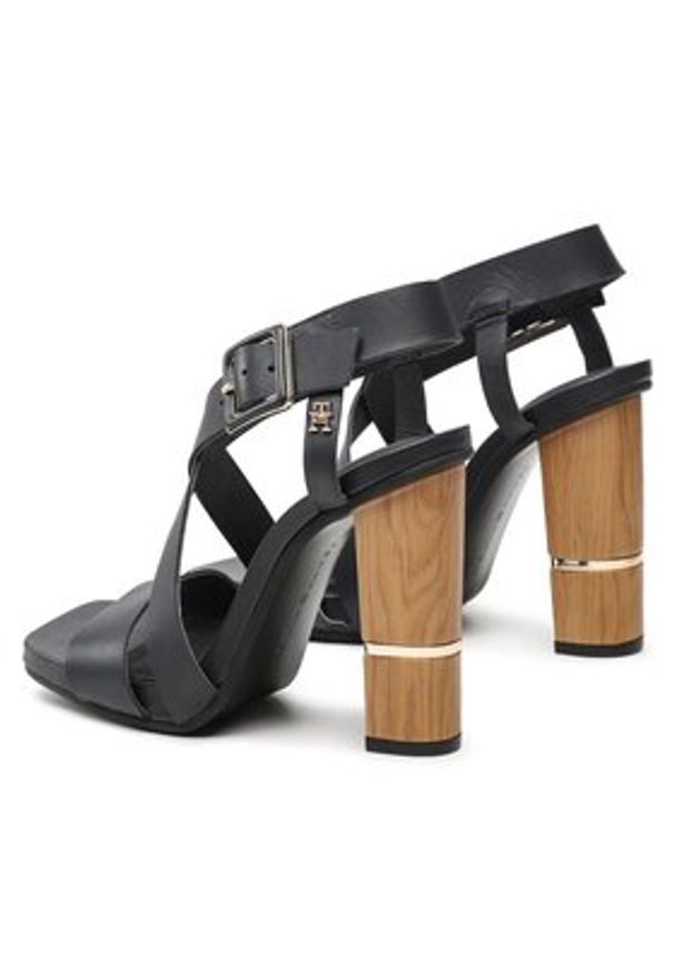 TOMMY HILFIGER - Tommy Hilfiger Sandały Hardware Block High Heel FW0FW07016 Granatowy. Kolor: niebieski. Materiał: skóra