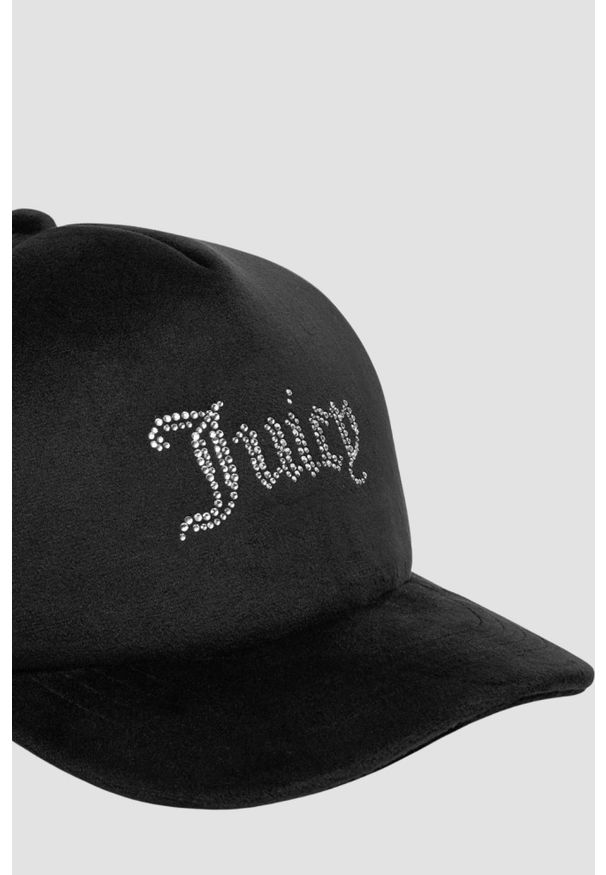 Juicy Couture - JUICY COUTURE Czarna czapka welurowa Veronica. Kolor: czarny. Materiał: welur. Styl: elegancki, klasyczny