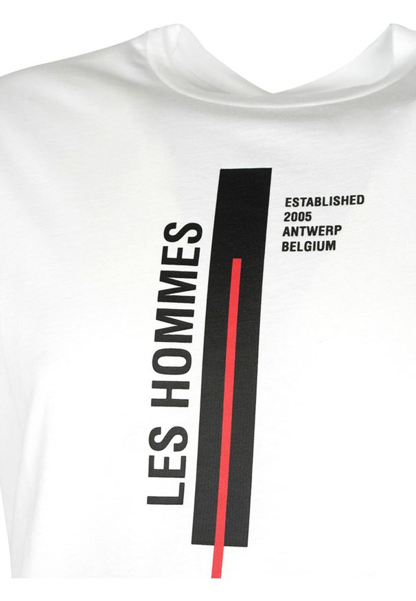 Les Hommes T-shirt "Vertical Line" | LJT201 700P | Vertical Line | Mężczyzna | Biały. Okazja: na co dzień. Kolor: biały. Materiał: bawełna. Wzór: nadruk. Styl: casual