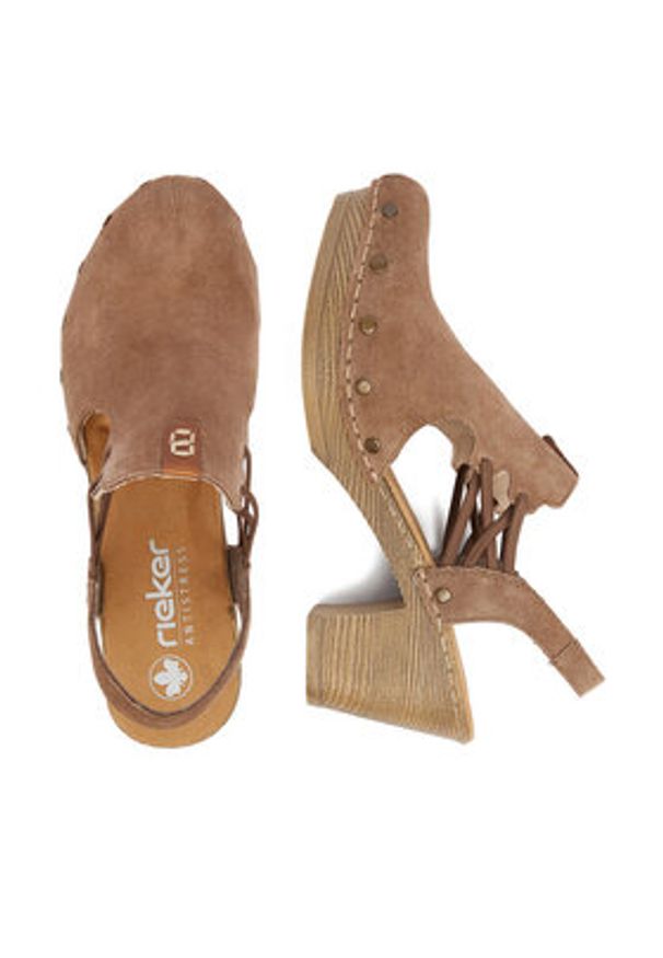 Rieker Sandały CEO-66775-24 Brązowy jasny. Kolor: brązowy. Materiał: skóra, zamsz