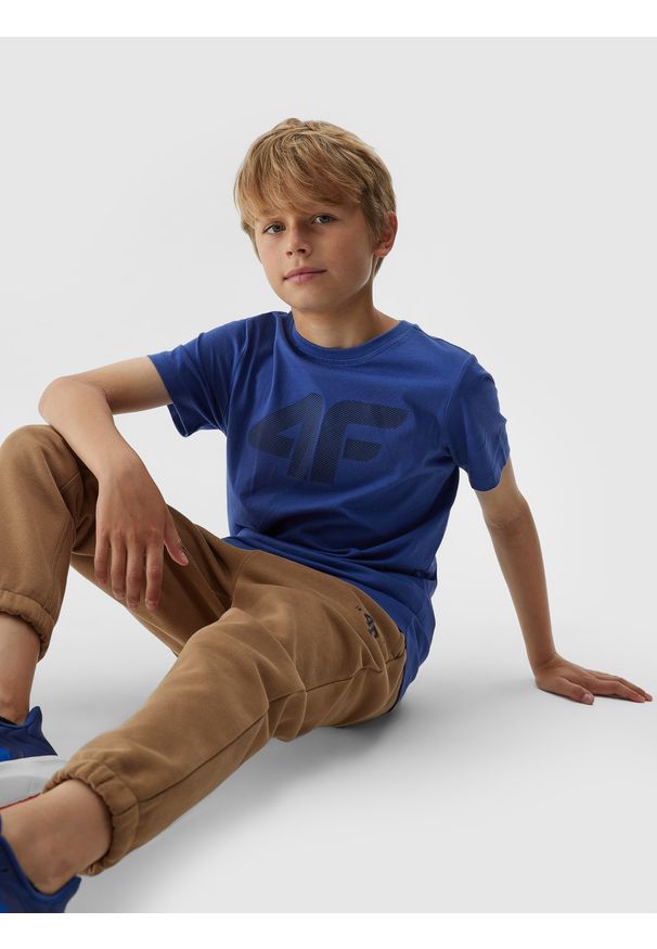 4f - 4F T-shirt z nadrukiem chłopięcy 122 (6-7 lat). Kolor: niebieski. Materiał: bawełna. Wzór: nadruk. Sezon: lato