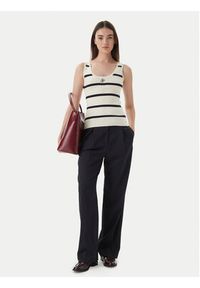 TOMMY HILFIGER - Tommy Hilfiger Top WW0WW48480 Kremowy Slim Fit. Kolor: kremowy. Materiał: bawełna #3