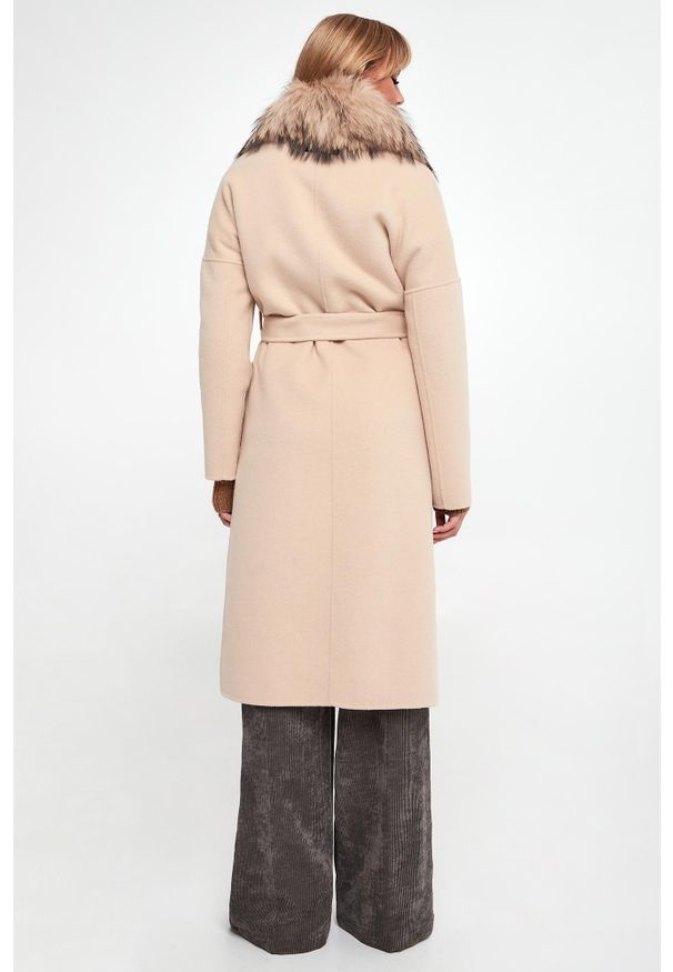 Ermanno Firenze - Płaszcz damski wełniany z futrem ERMANNO FIRENZE. Materiał: futro, wełna