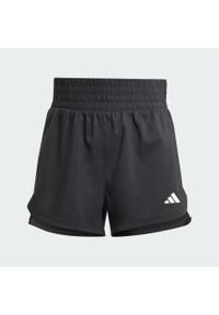 Adidas - Szorty Pacer Training 3-Stripes Woven High-Rise. Kolor: biały, wielokolorowy, czarny. Materiał: materiał. Sport: fitness #2