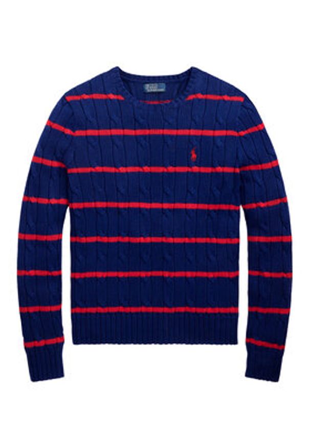 Polo Ralph Lauren Sweter 211972119001 Granatowy Slim Fit. Typ kołnierza: polo. Kolor: niebieski. Materiał: bawełna