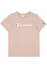 Koszulka damska Champion SS Tee 117534. Kolor: beżowy. Materiał: bawełna, skóra, tkanina