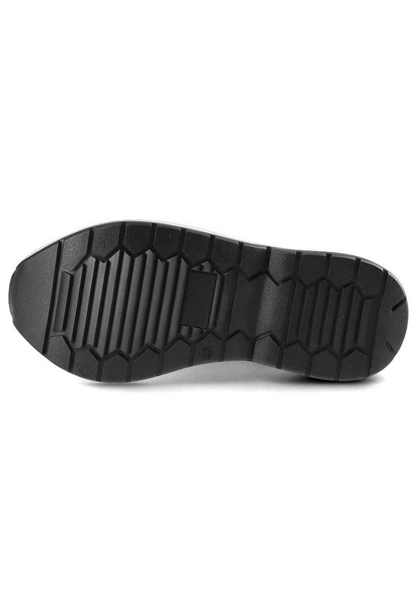 Massimo POLI - Sneakersy damskie Massimo Poli, ze skórzaną cholewką o tłoczonej fakturze wiązaniem na oczka metalową ozdobą i masywną elastyczną podeszwą, srebrno-c. Kolor: czarny. Materiał: skóra. Szerokość cholewki: normalna. Wzór: aplikacja. Styl: elegancki