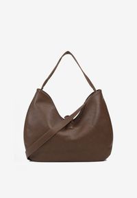 Renee - Brązowa Torebka Hobo Shopper Ozdobiona Plecionką Nalorella. Kolor: brązowy. Wzór: aplikacja. Styl: biznesowy, casual, boho #3