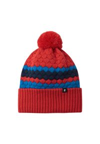 Czapka z wełną merino dziecięca Reima Pampula z pomponem. Kolor: czerwony. Materiał: wełna #1