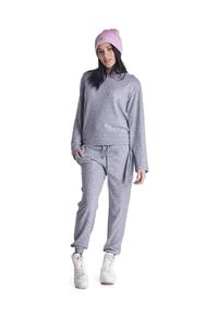 LEONE 1947 APPAREL - Damska bluza z okrągłym dekoltem i sznurowanymi cekinami. Kolor: szary. Materiał: tkanina. Sport: fitness
