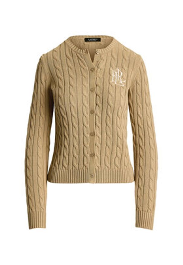 Lauren Ralph Lauren - LAUREN RALPH LAUREN Kardigan 200932225007 Beżowy Slim Fit. Kolor: beżowy. Materiał: bawełna