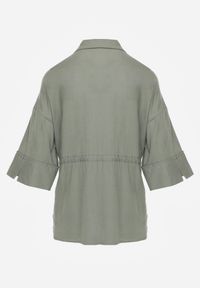 Renee - Zielona Koszula z Lnem Bawełną i Szerokimi Rękawami Moontwist. Okazja: na co dzień. Kolor: zielony. Materiał: bawełna, len. Styl: casual #6