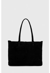 Answear Lab torebka skórzana kolor czarny. Kolor: czarny. Materiał: skórzane. Styl: wakacyjny. Rodzaj torebki: na ramię #1