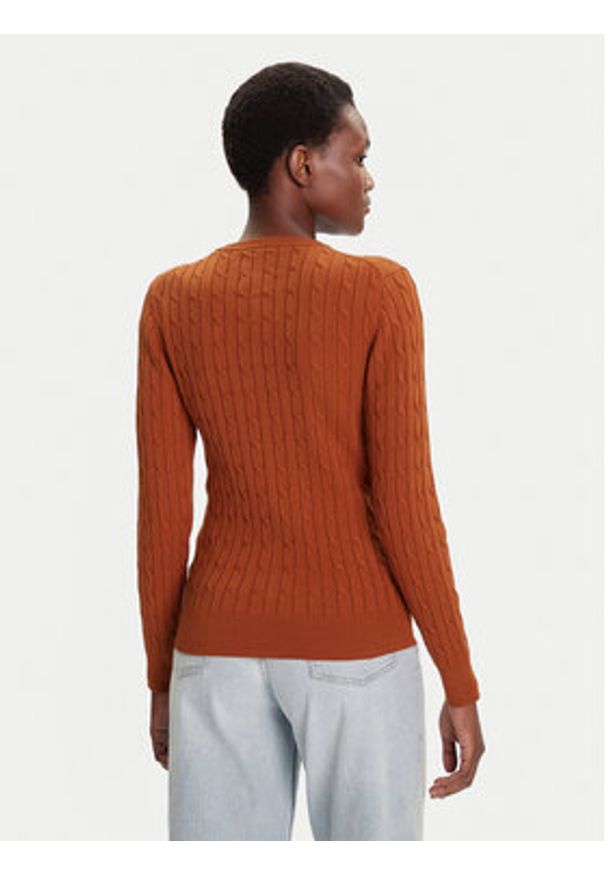 GANT - Gant Kardigan 4800103 Brązowy Slim Fit. Kolor: brązowy. Materiał: bawełna