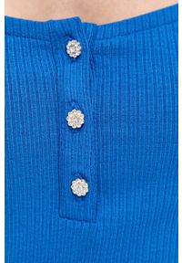 Guess longsleeve damski kolor niebieski. Kolor: niebieski. Materiał: materiał, wiskoza. Długość rękawa: długi rękaw. Długość: krótkie #5
