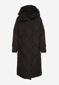 Born2be - Czarna Kurtka z Geometrycznym Pikowaniem Johnatta. Kolor: czarny. Wzór: geometria #3