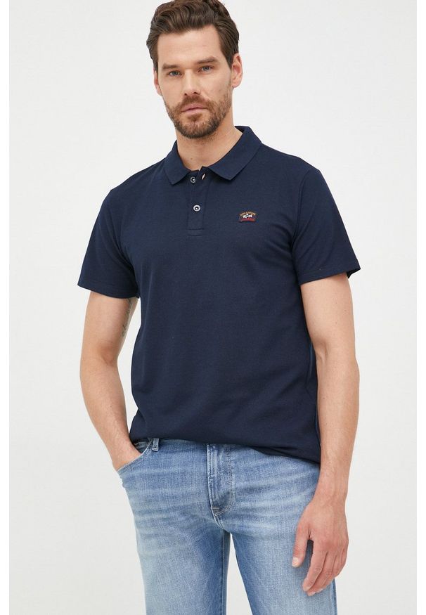 PAUL & SHARK - Paul&Shark polo bawełniane kolor granatowy gładki. Typ kołnierza: polo. Kolor: niebieski. Materiał: bawełna. Długość: krótkie. Wzór: gładki