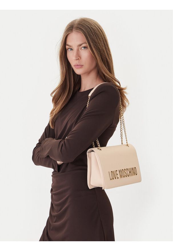 Love Moschino - LOVE MOSCHINO Torebka JC4192PP0NKD0110 Écru. Kolor: kremowy. Materiał: skórzane