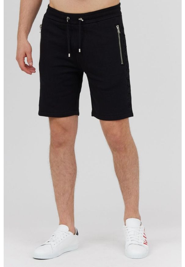 Balmain - BALMAIN Bawełniane szorty męskie z wypukłym logo, Rozmiar XL. Kolor: czarny. Materiał: bawełna, poliester