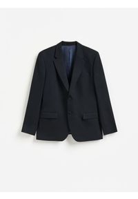 Reserved - Marynarka slim fit z wiskozą - granatowy. Kolor: niebieski. Materiał: wiskoza #1
