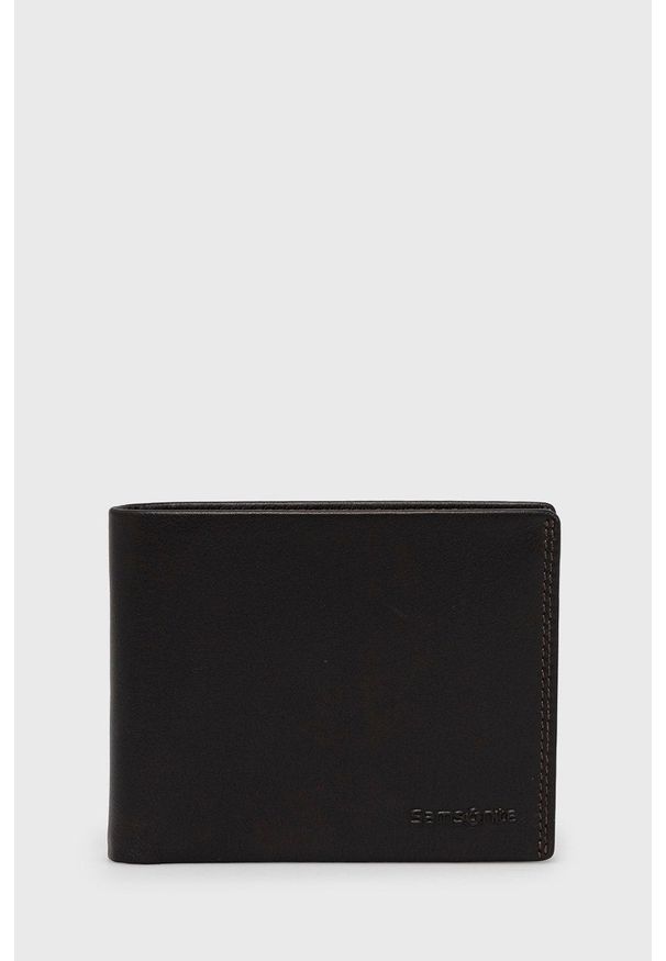 Samsonite - Portfel skórzany. Kolor: brązowy. Materiał: skóra. Wzór: gładki