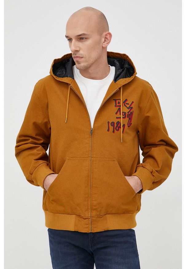 Desigual kurtka męska kolor żółty przejściowa. Okazja: na co dzień. Kolor: żółty. Materiał: bawełna. Styl: casual