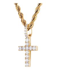 ICED STUFF Zawieszka Micro Diamond Cross Złoty. Materiał: metalowe. Kolor: złoty