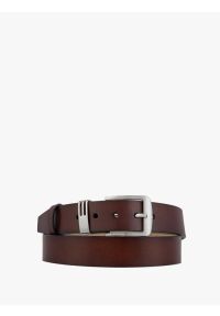 Ryłko - Brązowy pasek ze skóry licowej. Kolor: brązowy. Materiał: skóra. Styl: klasyczny, elegancki, street #1