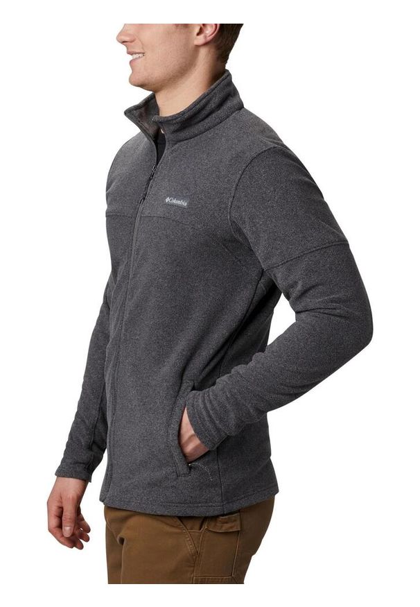 columbia - Polarowy sweter męski Columbia Basin Trail III Full Zip. Typ kołnierza: polo. Kolor: szary. Materiał: polar. Długość rękawa: długi rękaw. Długość: długie. Sezon: jesień, zima