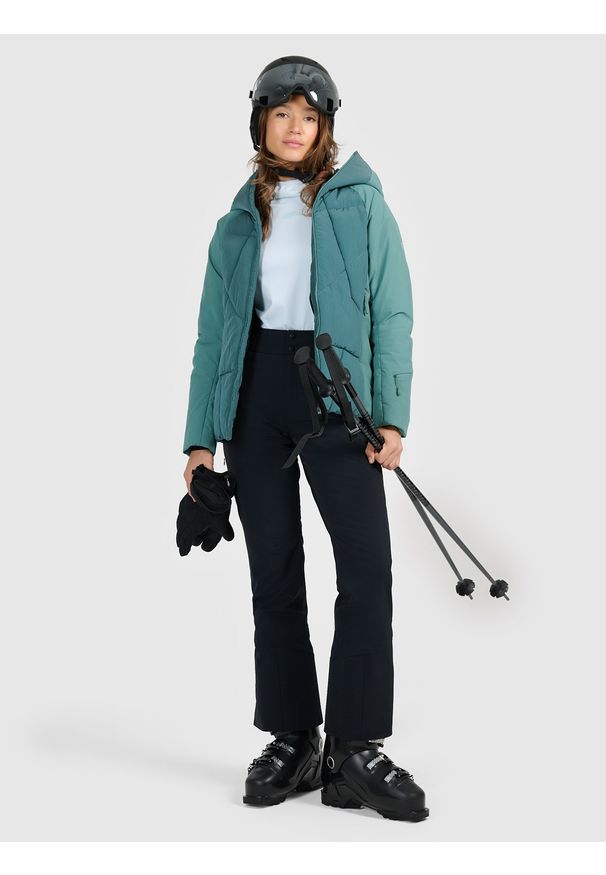 4f - 4F Kurtka puchowa narciarska z wypełnieniem Primaloft Silver damska - oliwkowa M. Kolor: wielokolorowy, oliwkowy, brązowy. Materiał: puch. Wzór: gładki. Sezon: zima