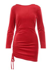 Born2be - Czerwona Sukienka Rhodelle. Kolor: czerwony. Długość rękawa: długi rękaw. Wzór: aplikacja. Typ sukienki: dopasowane. Styl: klasyczny, elegancki. Długość: mini #6