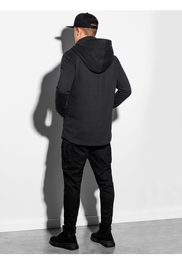 Ombre Clothing - Bluza męska z kapturem New York - czarna B1012 - L. Typ kołnierza: kaptur. Kolor: czarny. Materiał: bawełna, poliester, dzianina. Styl: elegancki