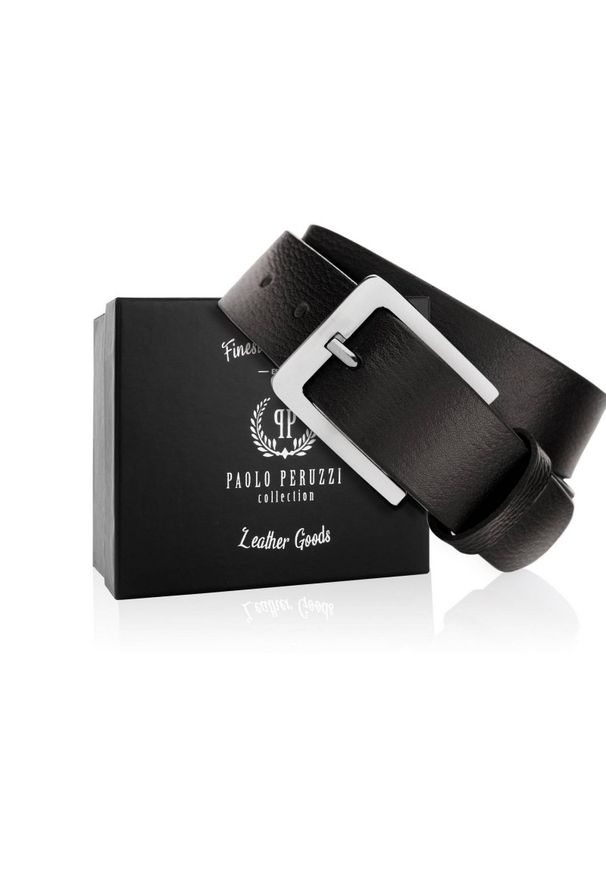 Pasek skórzany 120 CM PAOLO PERUZZI 01Z01120 czarny. Kolor: czarny. Materiał: skóra. Styl: klasyczny, casual, vintage