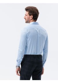 Ombre Clothing - Koszula męska z długim rękawem K593 - błękitna - XXL. Okazja: do pracy, na spotkanie biznesowe, na co dzień. Kolor: niebieski. Materiał: bawełna, poliester. Długość rękawa: długi rękaw. Długość: długie. Styl: casual, klasyczny, biznesowy #4