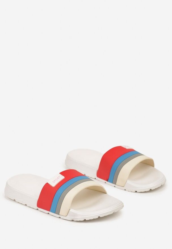 Born2be - Beżowo-Czerwone Klapki z Lekkiej Pianki na Płaskiej Podeszwie Uvetta. Okazja: na co dzień, na plażę. Nosek buta: otwarty. Kolor: beżowy. Obcas: na płaskiej podeszwie. Styl: sportowy, klasyczny, casual