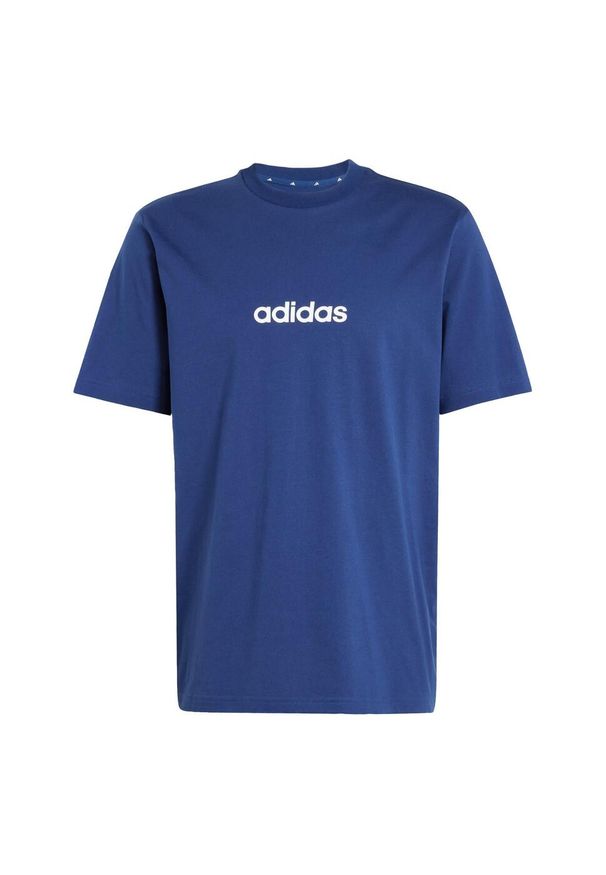 Adidas - Koszulka Essentials Linear Single. Kolor: biały, wielokolorowy, niebieski
