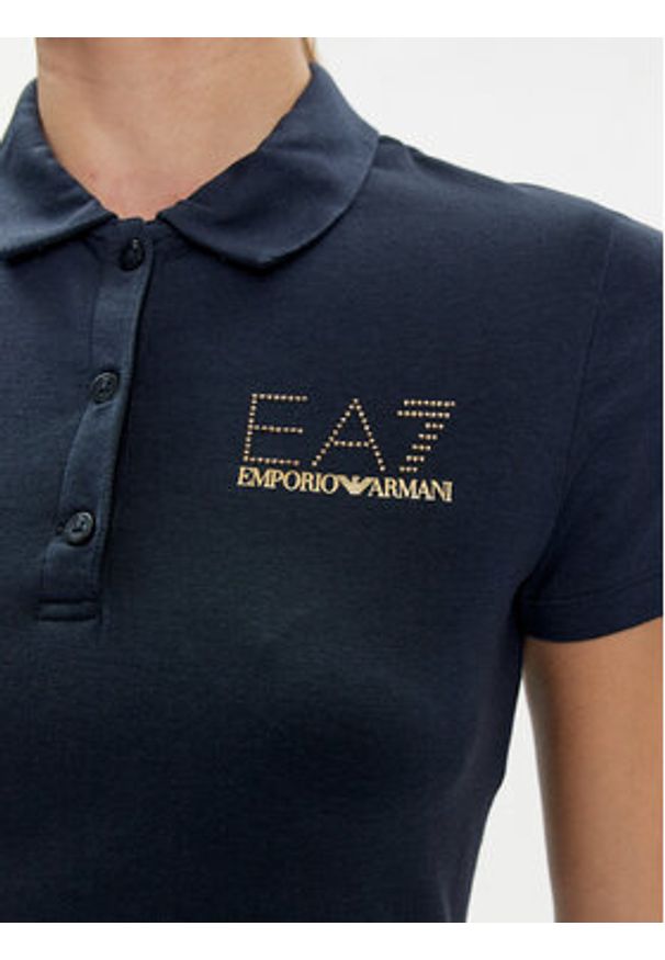 EA7 Emporio Armani Polo 3DTF02 TJDQZ 1555 Granatowy Regular Fit. Typ kołnierza: polo. Kolor: niebieski. Materiał: bawełna