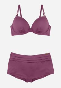 Born2be - Fioletowe Bikini z Ozdobnym Marszczeniem Biustonosz i Majtki Typu Bokserki Peiria. Kolor: fioletowy #6