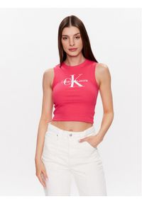 Calvin Klein Jeans Top J20J221521 Różowy Slim Fit. Kolor: różowy. Materiał: bawełna