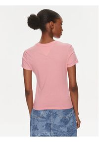 Tommy Jeans T-Shirt Essential DW0DW17839 Różowy Slim Fit. Kolor: różowy. Materiał: bawełna, syntetyk #4