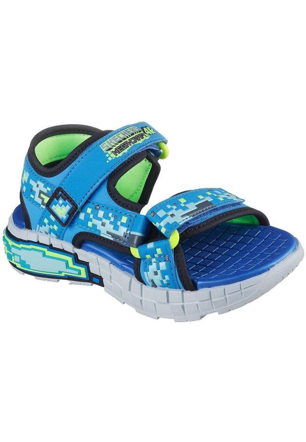 skechers - Sandały dla dzieci Skechers Mega splash 4k. Kolor: niebieski. Materiał: zamsz, materiał. Styl: sportowy